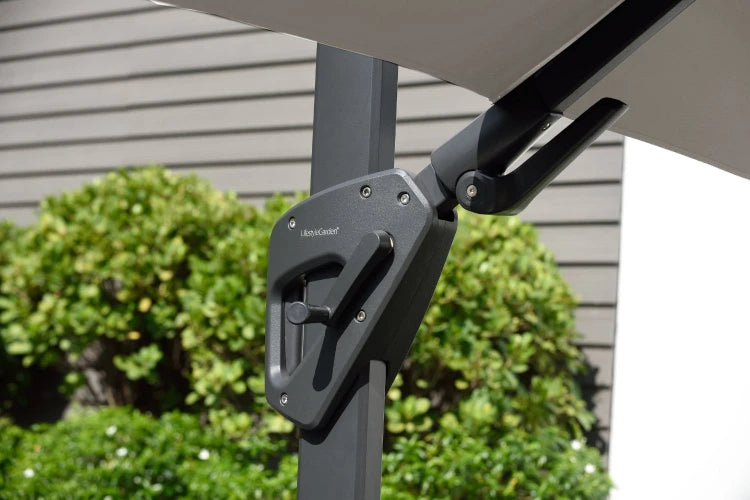 3m Deluxe Square Cantilever Aluminium Parasol Set - Grey