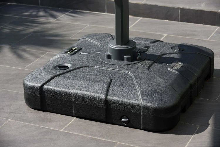 3m Deluxe Square Cantilever Aluminium Parasol Set - Grey