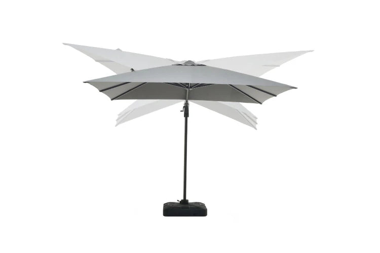 3m Deluxe Square Cantilever Aluminium Parasol Set - Grey