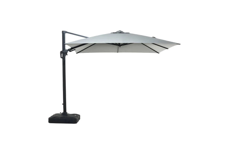 3m Deluxe Square Cantilever Aluminium Parasol Set - Grey